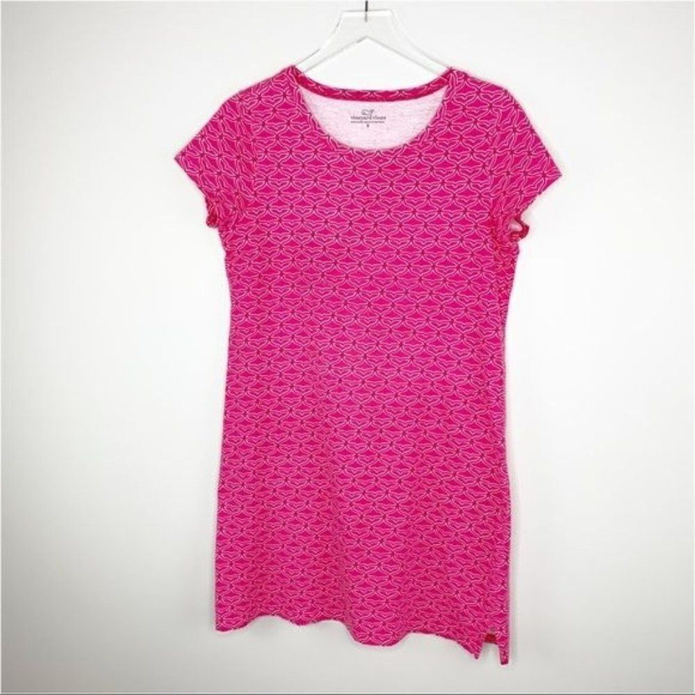 Vineyard Vines Size S Pink Whale Tail Print T-Shirt Dress NWOT